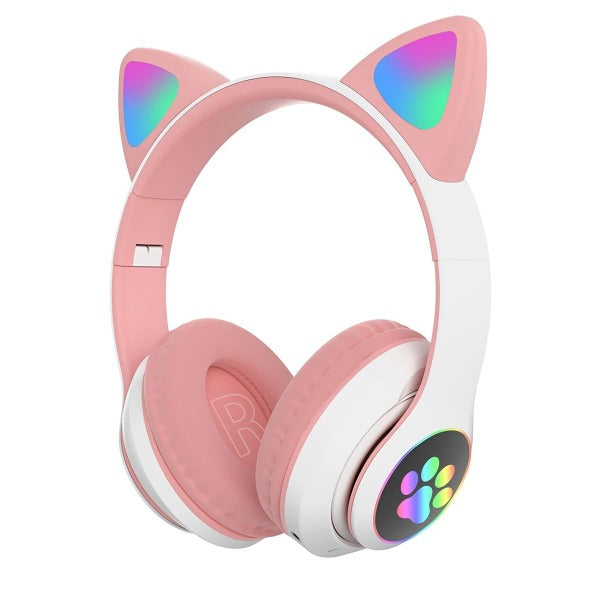 Cute Cat Ear Bluetooth Wireless Headphones Glowing LED RGB Flash Light Cute Cat Ear Bluetooth Wireless Headphones Glowing LED RGB Flash Light